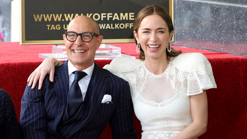 Emily Blunt and Stanley Tucci at walk of fame