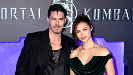 Lewis Tan and Julie Chen at Mortal Kombat II premiere