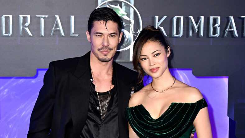 Lewis Tan and Julie Chen at Mortal Kombat II premiere