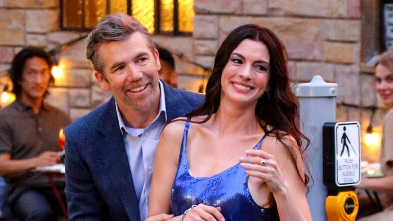 Patrick Brammall and Anne Hathaway on Devil Wears Prada 2 set