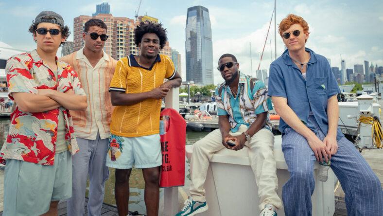 Marcello Hernandez, Mason Gooding, Kam Patterson, Kevin Hart, and Ben Marshall in "72 Hours" still