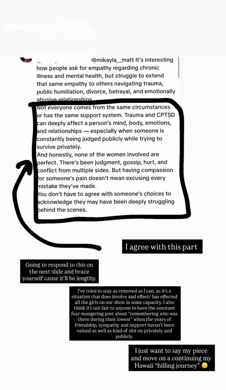 Mikayla Matthews Instagram story screenshot