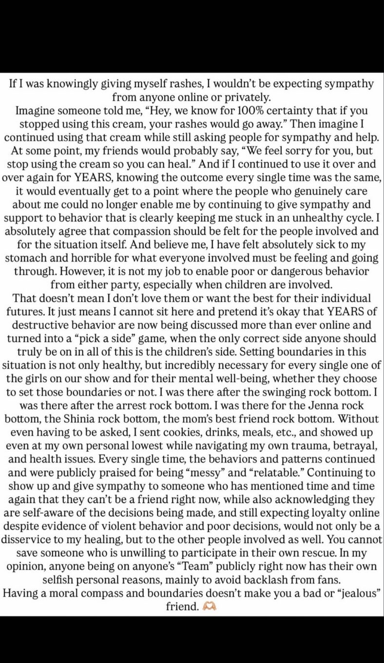 Mikayla Matthews lengthy statement about Taylor frankie paul on instagram story