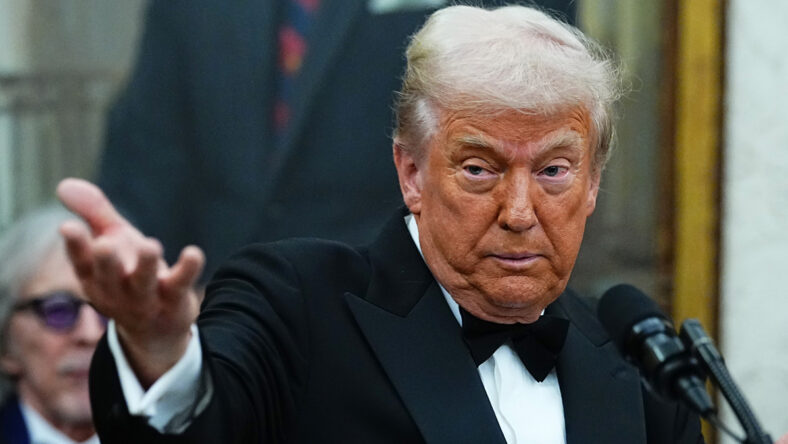 Donald Trump gesturing while at an egagement