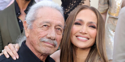 Edward James Olmos and Jennifer Lopez at Office Romance premiere