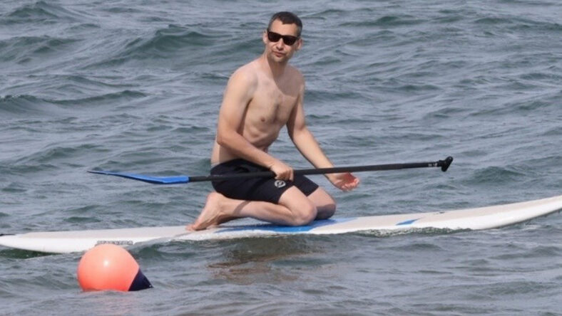 Jack Antonoff paddleboarding in Hawaii