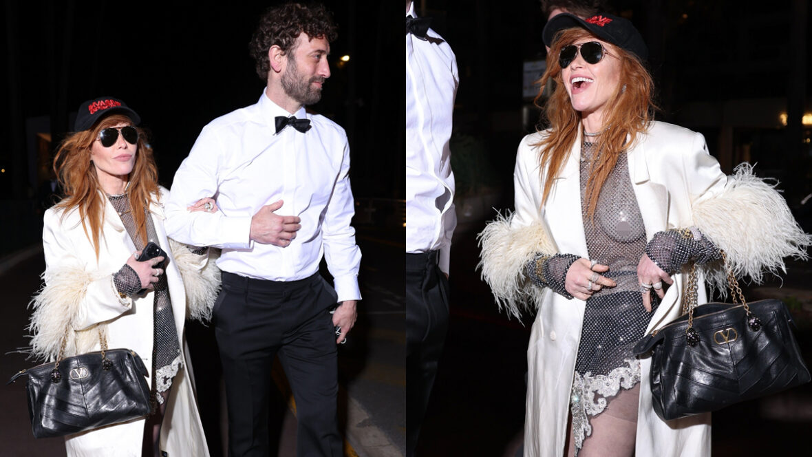 Natasha Lyonne wears a sheer top and Matthew Avedon at Cannes