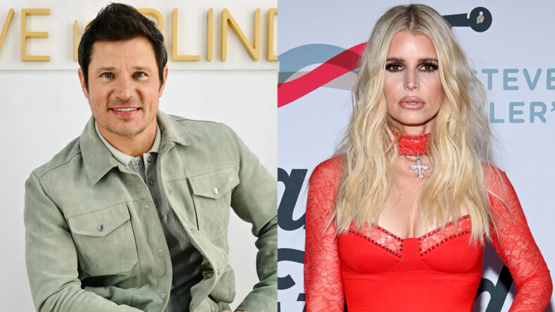 Nick Lachey at LOVE IS BLIND event / Jessica Simpson attends the Jam for Janie GRAMMY Awards Viewing Party in 2024