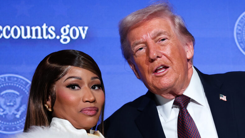 Nicki Minaj with Donald Trump stock photo