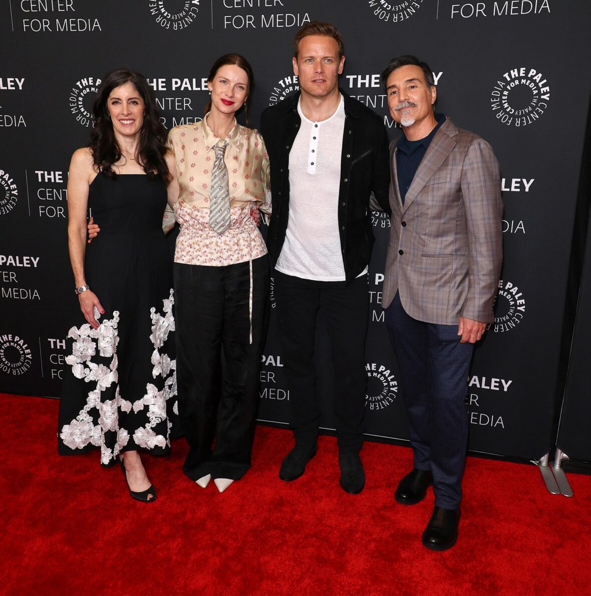 Maril Davis, Caitriona Balfe, Sam Heughan, and Matthew Roberts at PaleyLive event for OUTLANDER