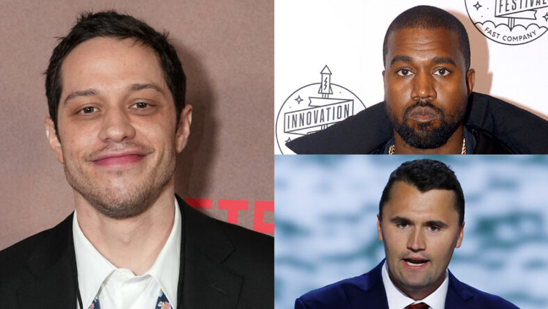 Pete Davidson stock photo with Kanye West & Charlie Kirk