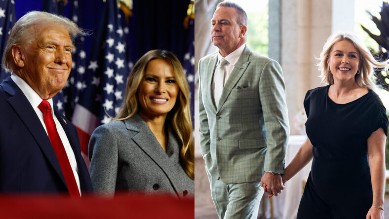 Donald Trump and Melania Trump / Nicholas Riccio and Karoline Leavitt