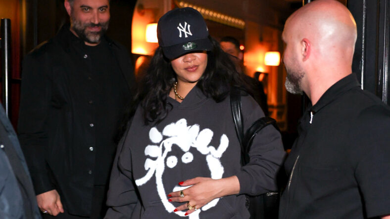 Rihanna in her own hoodie in Paris