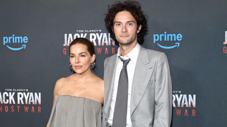 Sienna Miller and Oli Green attend Amazon MGM's "Tom Clancy's Jack Ryan: Ghost War" World Premiere