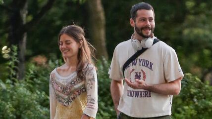 Dylan O'Brien walks alongside Rachael Lange