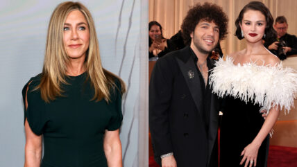 Jennifer Aniston attends the EMMY FYC Screening / Benny Blanco and Selena Gomez at Golden Globes