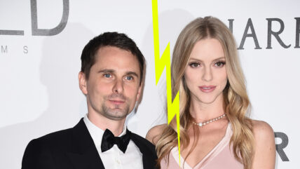 Matthew Bellamy and Elle Evans stock photos from red carpet