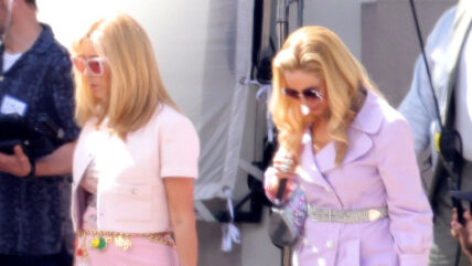 Cast on the set of Romy and Michele's High School Reunion sequel movie