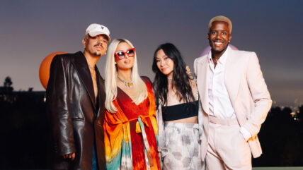 Evan Ross, Paris Hilton, Lucy Guo and Vas J Morgan at Pride dinner for WEMATTER