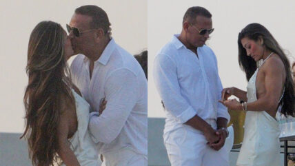 Alex Rodriguez kisses mystery woman at White Party