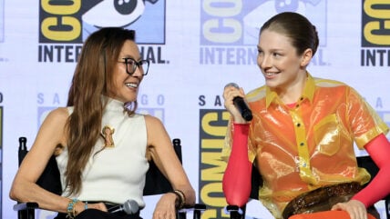 Michelle Yeoh and Hunter Schafer at Blade Runner 2099 panel during Comic-Con
