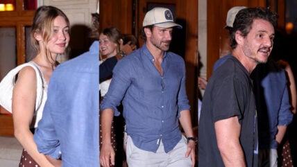 Bradley Cooper, Gigi Hadid, and Pedro Pascal at dinner in Paris