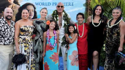 Dwayne Johnson and family at Moana premiere