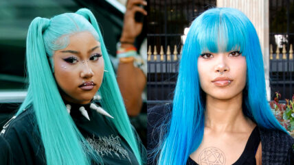 North West and Molly Santana file photos, both with blue hair