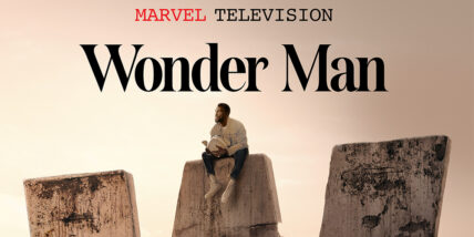 Wonder Man key artwork with Yahya Abdul Mateen II sitting atop a W
