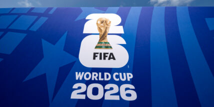 Fifa's 2026 World Cup logo to announce the lineup for the halftime show at the finals match