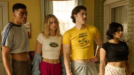 Still of Owen Thiele, Lucy Freyer, Jack Innanen, and Amita Rao in Adults season two