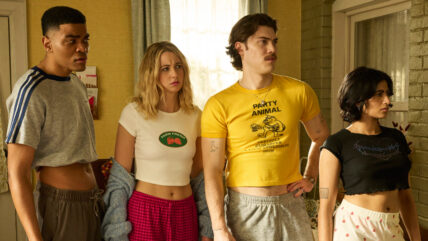 Still of Owen Thiele, Lucy Freyer, Jack Innanen, and Amita Rao in Adults season one