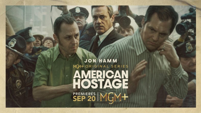 Jon Hamm, Giovanni Ribisi, and Kristoffer Polaha on American Hostage key art