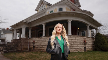 Anna Camp poses for a photo in front Bihl Manor in Ohio