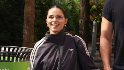 Inde Navarrette in track suit arriving at US Open