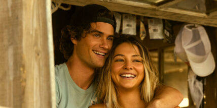 Chase Stokes and Madelyn Cline in a still for Outer Banks on Netflix