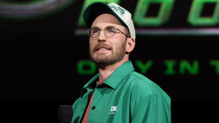 Chris Evans on stage at CinemaCon