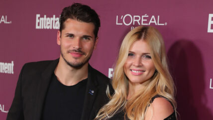 Gleb Savchenko and ex-wife Elena Samodanova pose on the carpet at the 2017 Entertainment Weekly Pre-Emmy Party