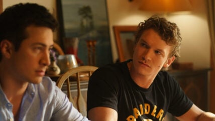 Still of Hudson Williams and Connor Storrie in Heated Rivalry season one