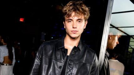 Jayden James in a black leather jacket.