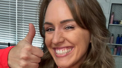 Jen Hamilton giving a thumbs up