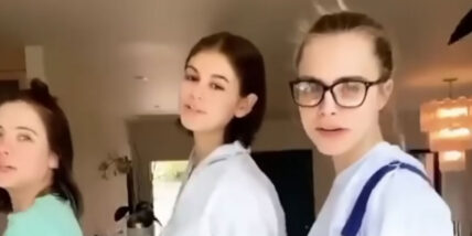Kaia Gerber, Ashley Benson, and Cara Delevingne screen grab from Gal Gadot's Imagine video
