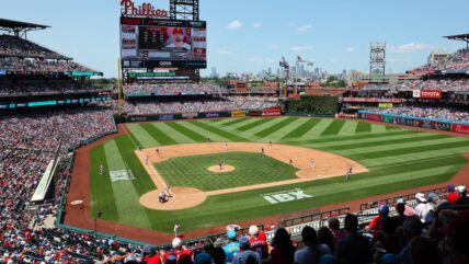 A view of the field from the second level during a game between the Philadelphia Phillies and the Cincinnati Reds at Citizens Bank Park on July 4, 2025
