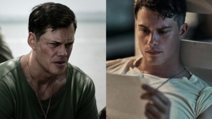 Stills of Bill Skarsgard and Nicholas Galitzine in The Mosquito Bowl