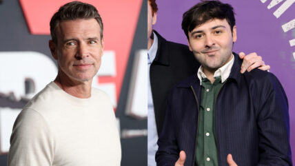 Scott Foley on the left at Scream premiere and John Higgins on the right.