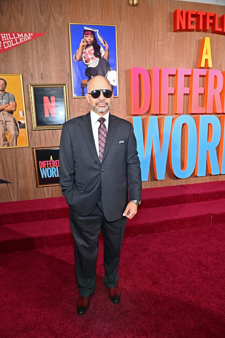 Darryl M Bell poses on the red carpet at the A Different World premiere