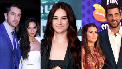 Stock photos of Aaron Rodgers with exes Olivia Munn and Danica Patrick, plus solo shot of Shailene Woodley