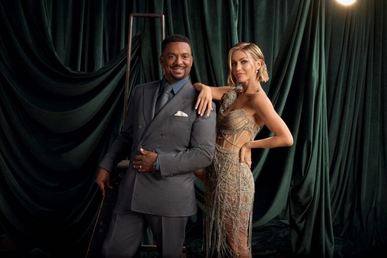 Alfonso Ribeiro and Julianne Hough pose for a promo photo for Dancing With the Stars