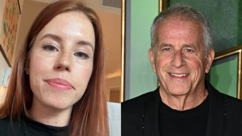 Allie Trimm screenshot from Instagram video and Marc Platt red carpet photo composite