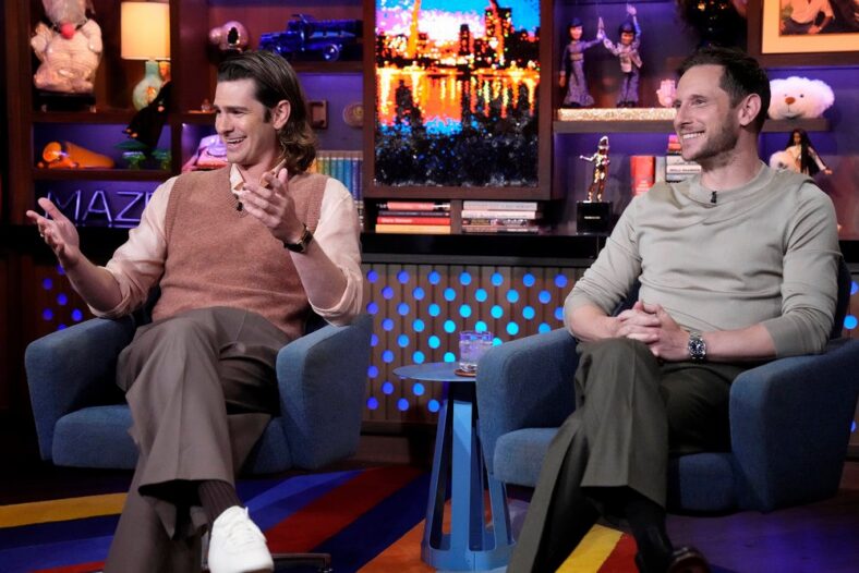 Andrew Garfield and Jamie Bell during episode of Watch What Happens Live